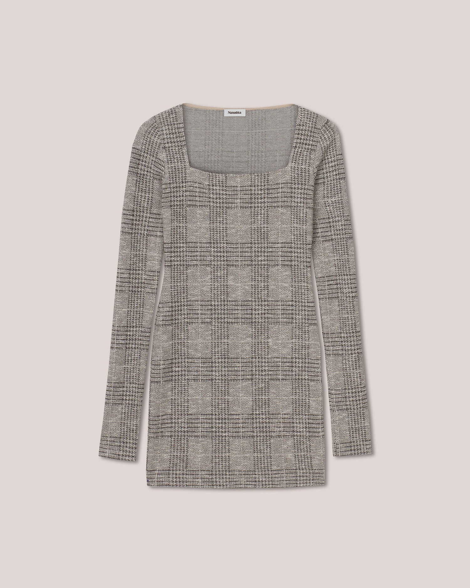 Lovis Square Neck Tweed Dress | Grey