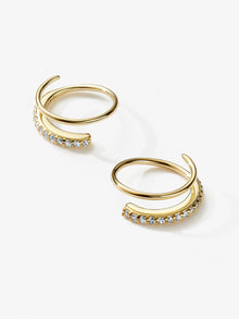 Harley Pave Double Hoop Earrings | 14K Gold on Sterling Silver | Cubic Zirconia