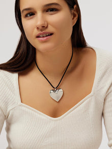 Ana Luisa Jewelry Necklace Satement Necklace Silver Heart Necklace Vera Silver Rhodium