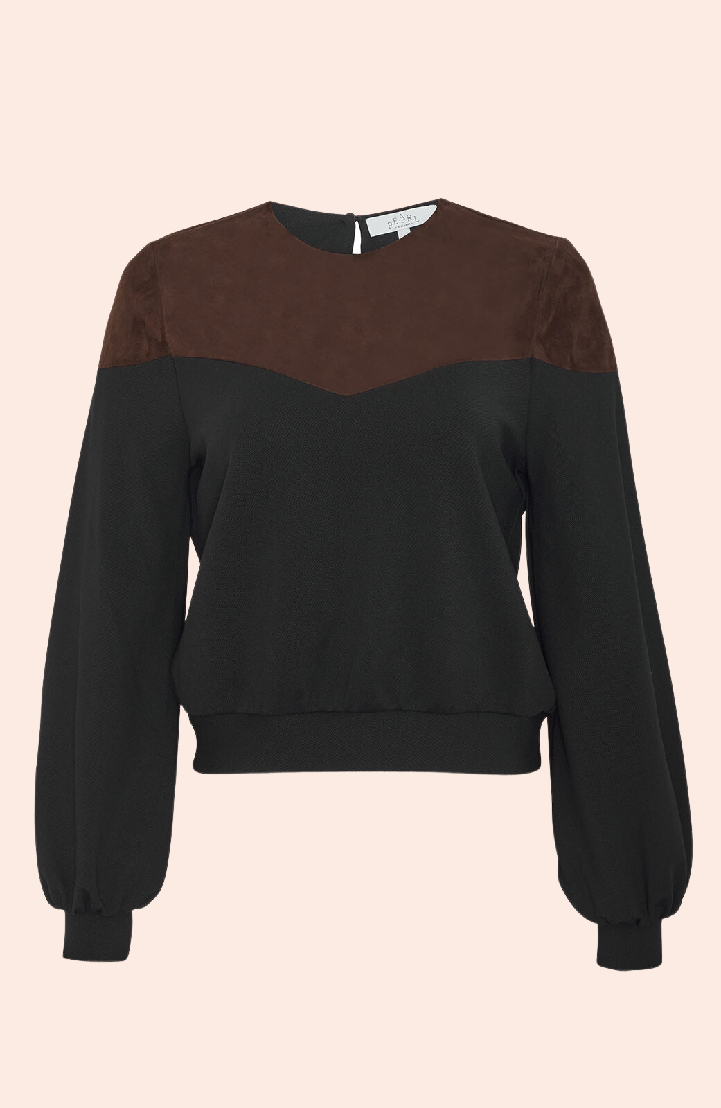 Ponte Twill and Suede Sweatshirt | Black