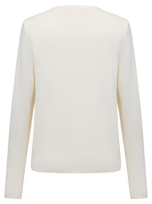 Wool Round Neck Knit Top | White