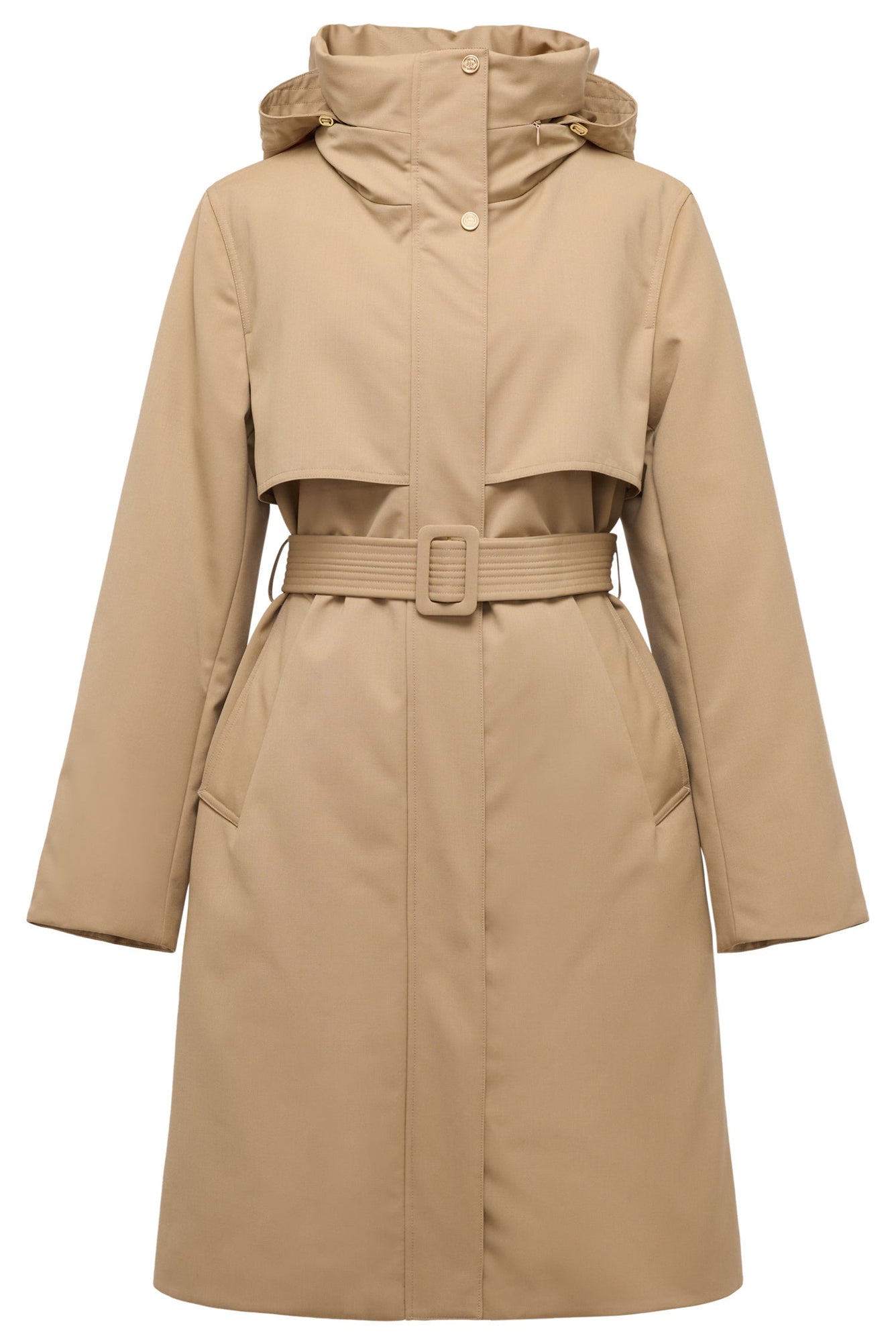 Wool Trench Down Coat | Khaki