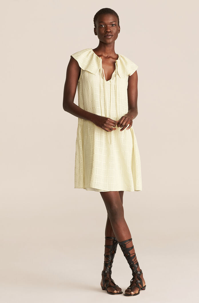 Sleeveless Daybreak Check Dress | Celery