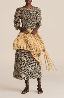 Floral Crochet Bag | Yarn Dye Stripe Ivory Combo