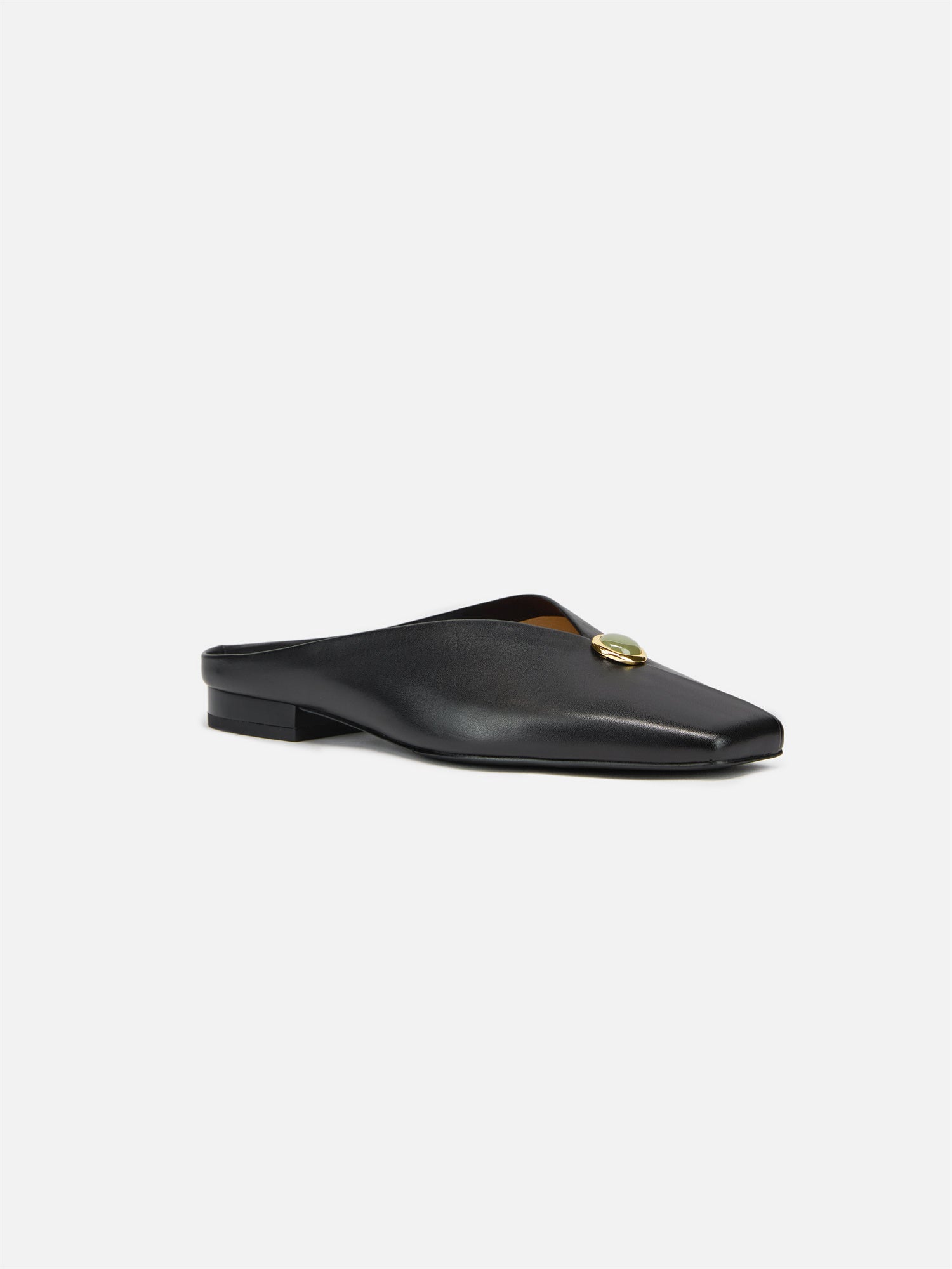 Peony Jade Square-Toe Slides | Black