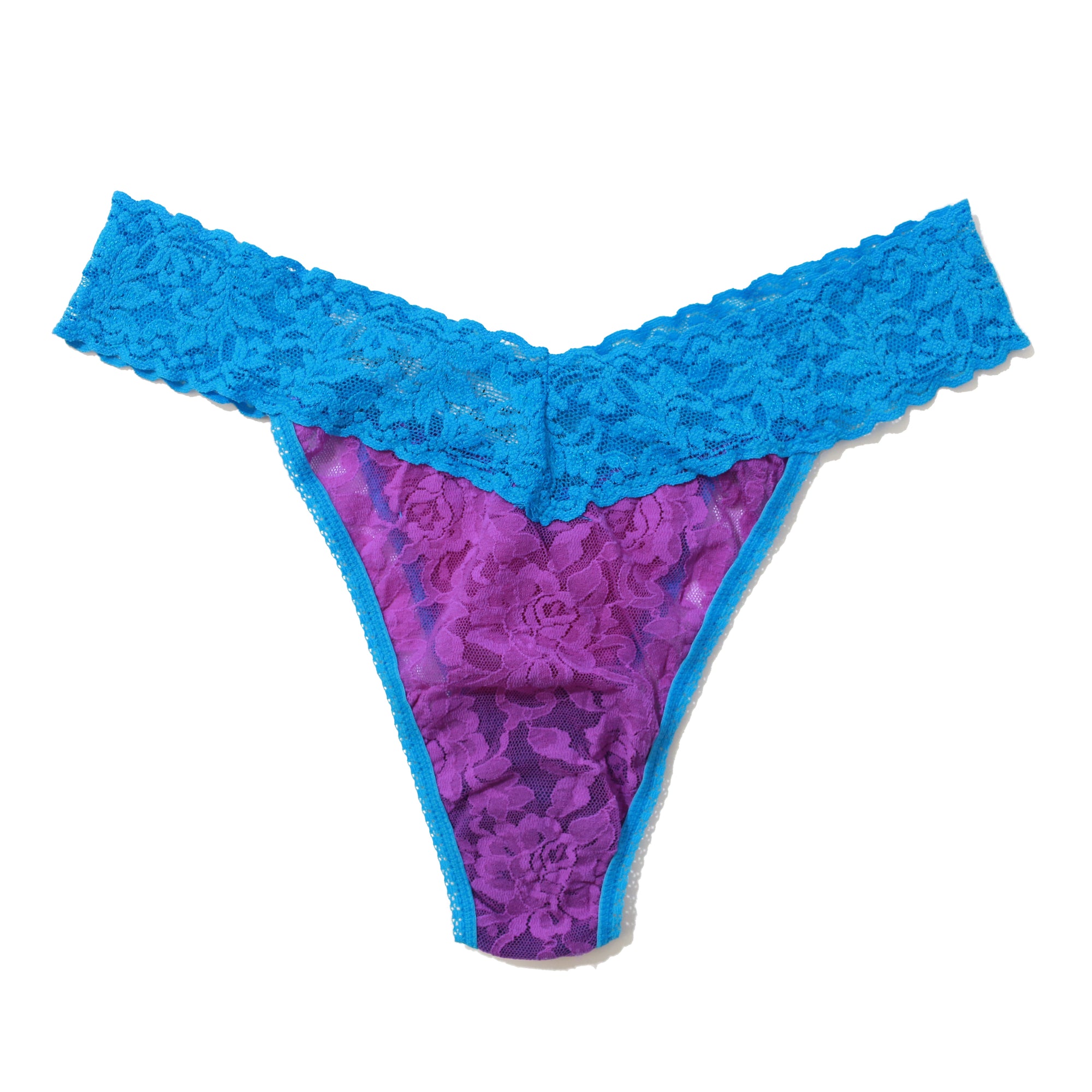 Signature Lace Original Rise Thong | Royal Purple/Laguna Blue