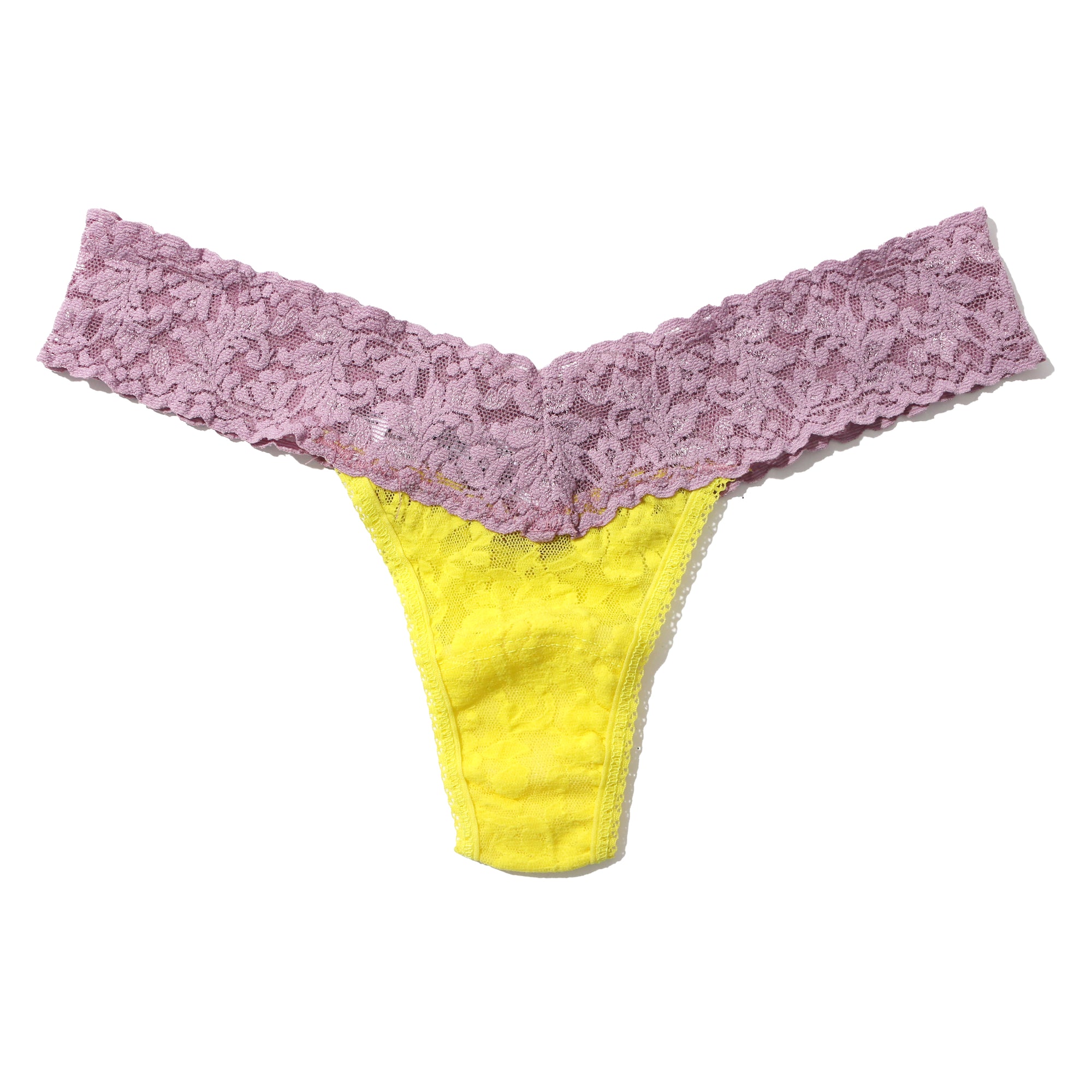 Signature Lace Low Rise Thong | Sunny Day/Waterlily Purple