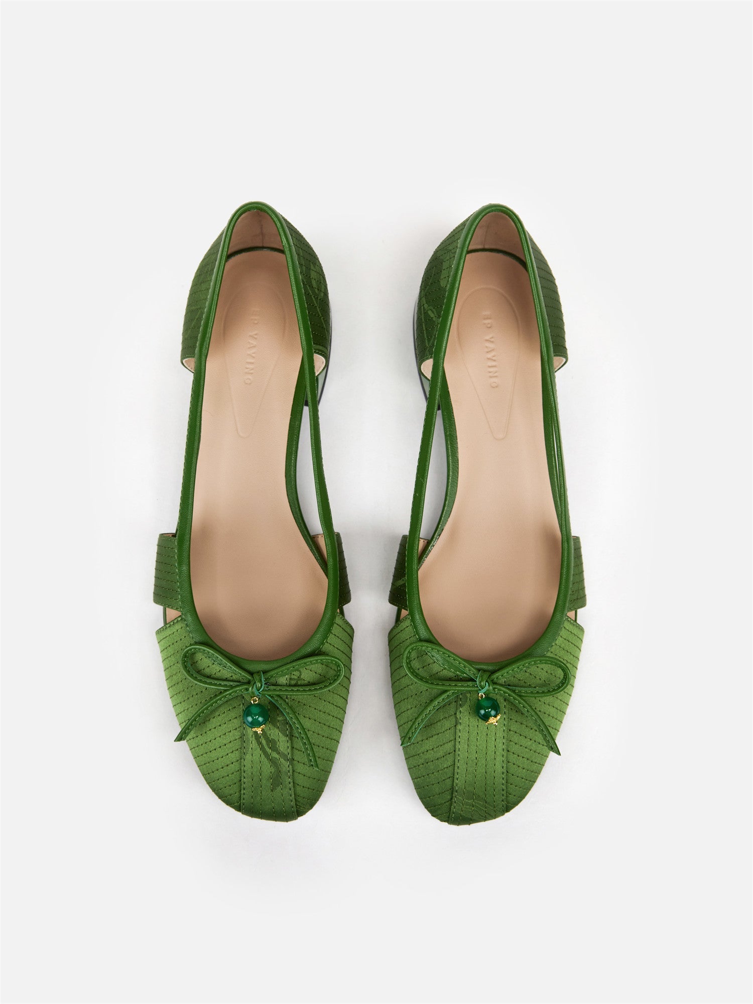 Radiant Silk-Inspired Chinese-Style Flats | Green