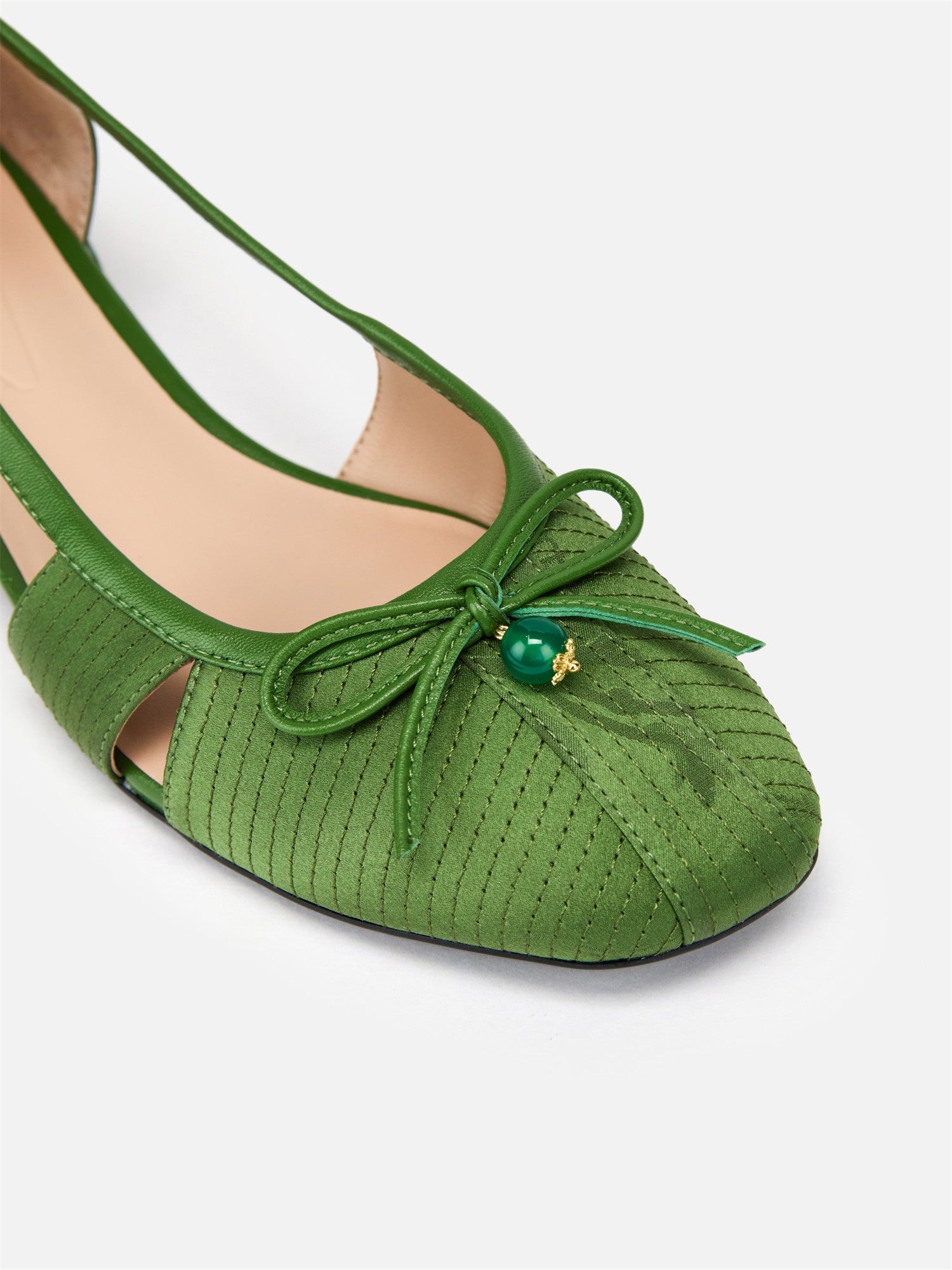 Radiant Silk-Inspired Chinese-Style Flats | Green