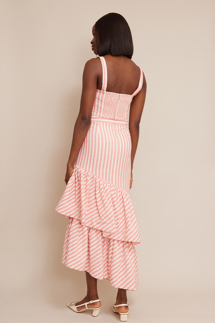 Terra Skirt | Ivory Pink Stripe Seersucker