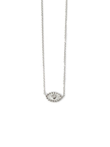 Dew Drop Evil Eye Necklace | White Sapphire | 925 Rhodium Plated Sterling Silver