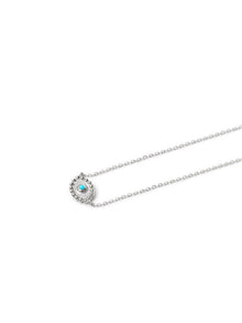 Dew Drop Evil Eye Necklace | Turquoise | 925 Rhodium Plated Sterling Silver