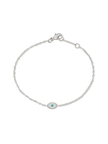 Dew Drop Evil Eye Bracelet | Turquoise | 925 Rhodium Plated Sterling Silver