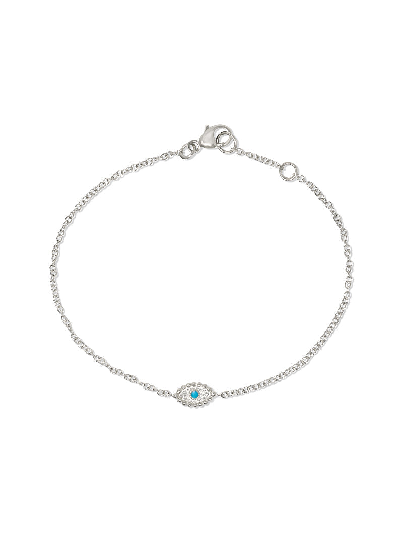 Dew Drop Evil Eye Bracelet | Turquoise | 925 Rhodium Plated Sterling Silver