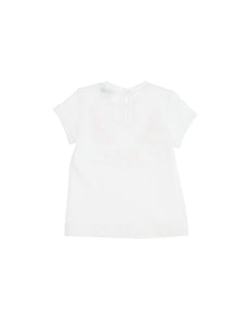Girls | Earphones Print T-Shirt | White/Fuchsia