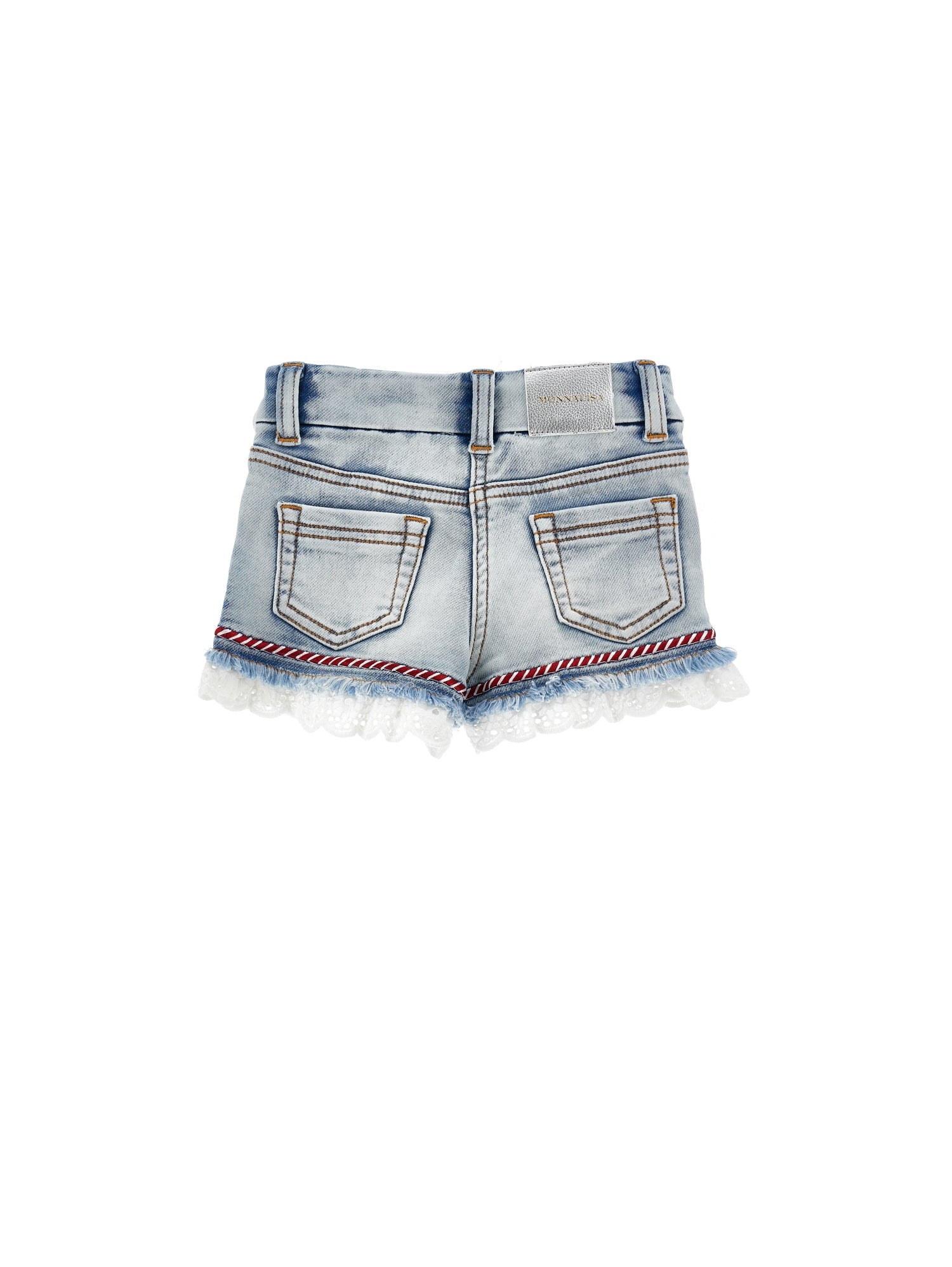 Girls | Denim Shorts With Embroidery And Lace | Stone Bleach