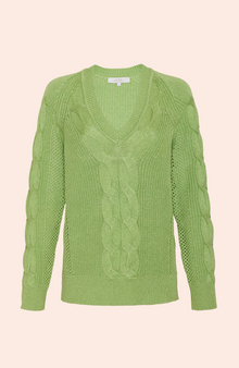 Cable V-Neck Sweater | Pistachio