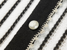 Classic Straight-Cut Mulberry Silk Knit Cardigan | White/Black