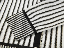 Classic Straight-Cut Mulberry Silk Knit Cardigan | White/Black