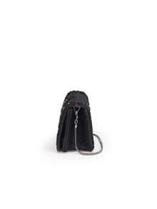 Beaded Textured Handbag | Black