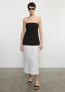 Linen Strapless Tunic | Black