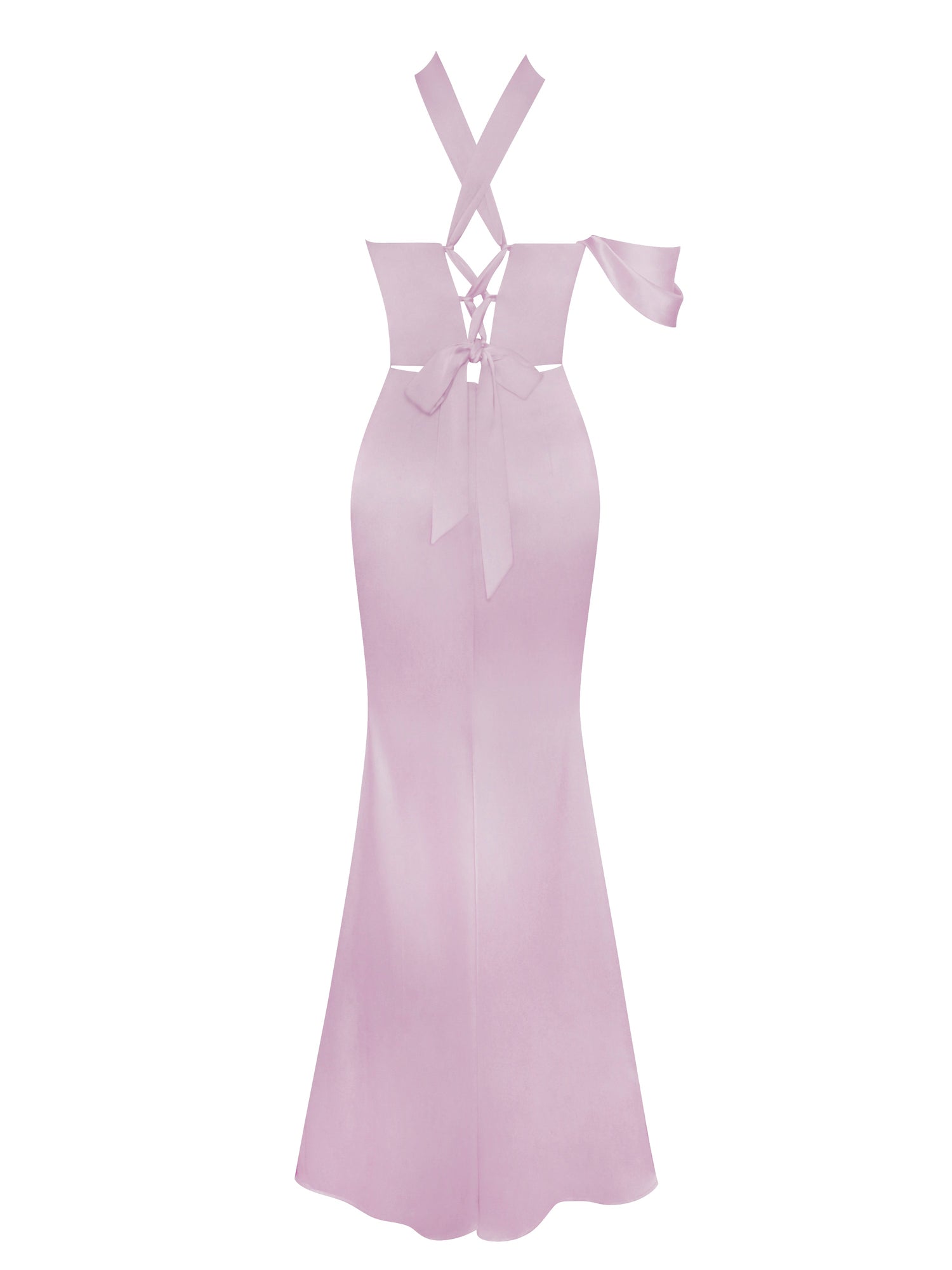 Ivona Halter Neck Double Duchess Satin Gown | Mauve