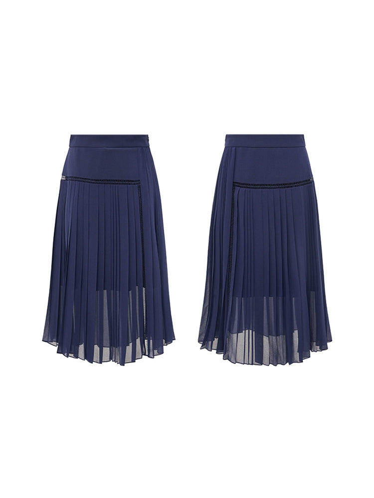 Elegant Pleated Skirt | Navy