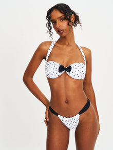 Oliveah Polka Dot Ruched Lacing Bikini Bottom | Black