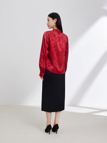 Silk Printed Shirt | Wine Red