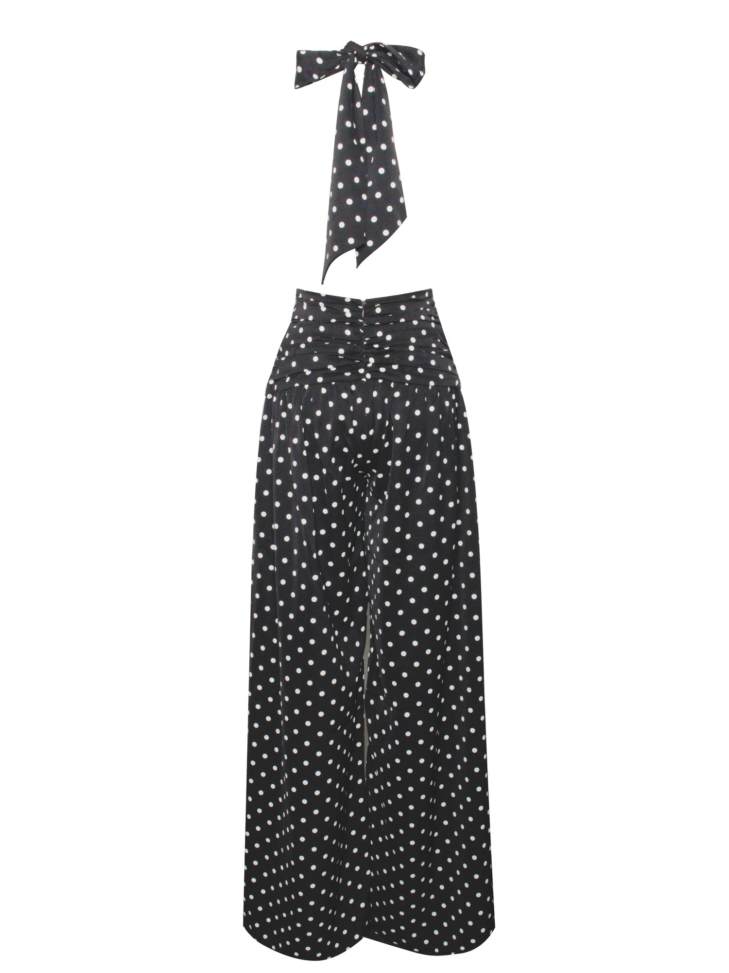 Oriana Polka Dots Halter Jumpsuit | Black