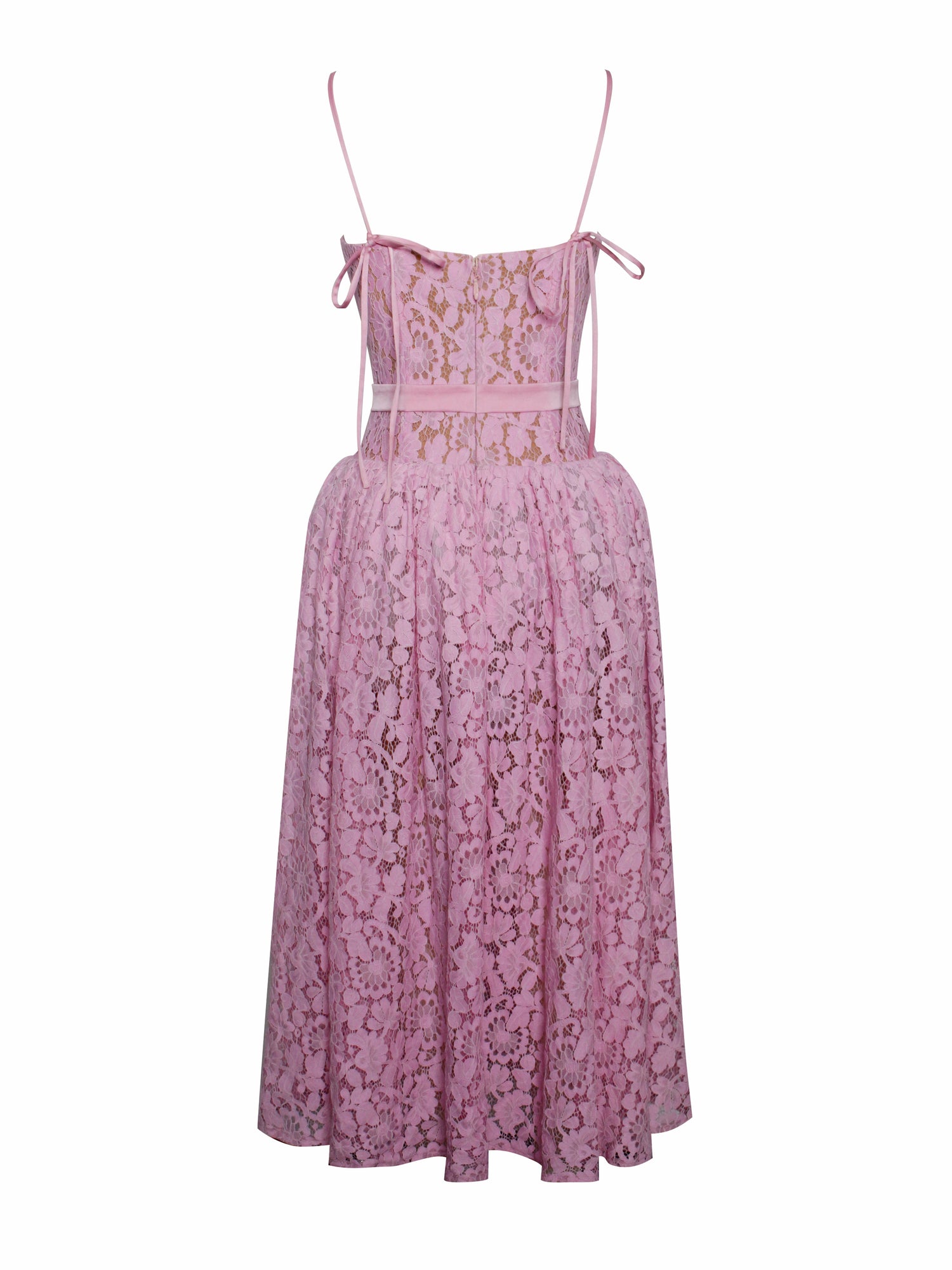 Lorena Lace Drop Waist Midi Sundress | Pink