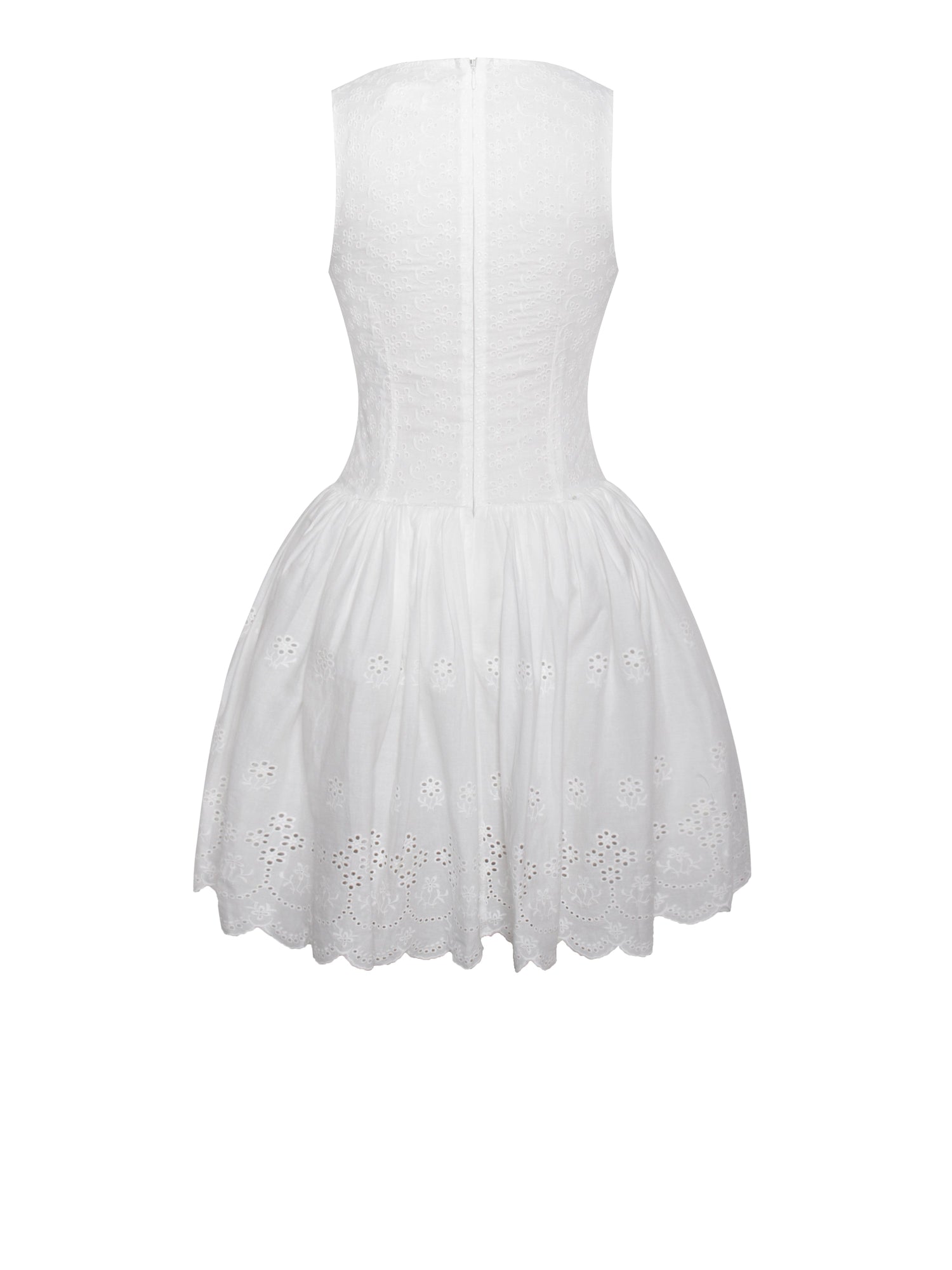 Aaliyah Eyelet Plunging Halter Drop Waist Mini Dress | White