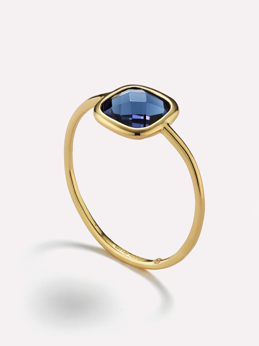 Ana Luisa Jewelry Rings Thin Bands Stone Ring Mae Ring Dark Blue Gold