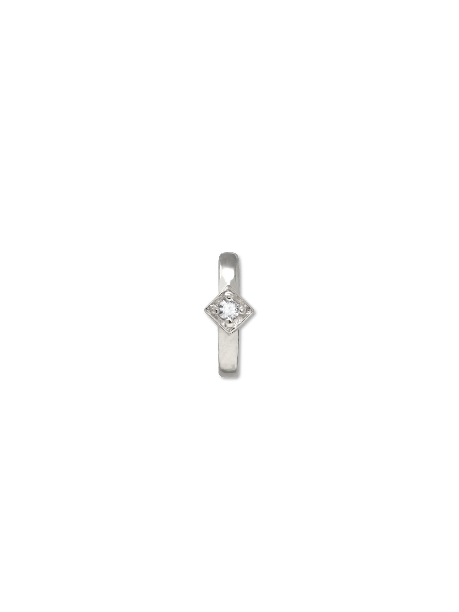 Cleo Square Huggies | White Sapphire | 925 Rhodium Plated Sterling Silver