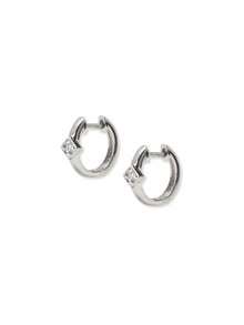 Cleo Square Huggies | White Sapphire | 925 Rhodium Plated Sterling Silver