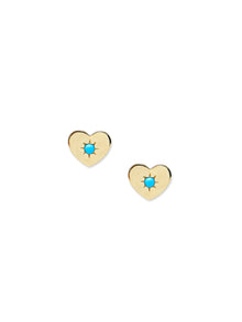 Love Letter Turquoise Heart Stud | Turquoise | 14K Yellow Gold