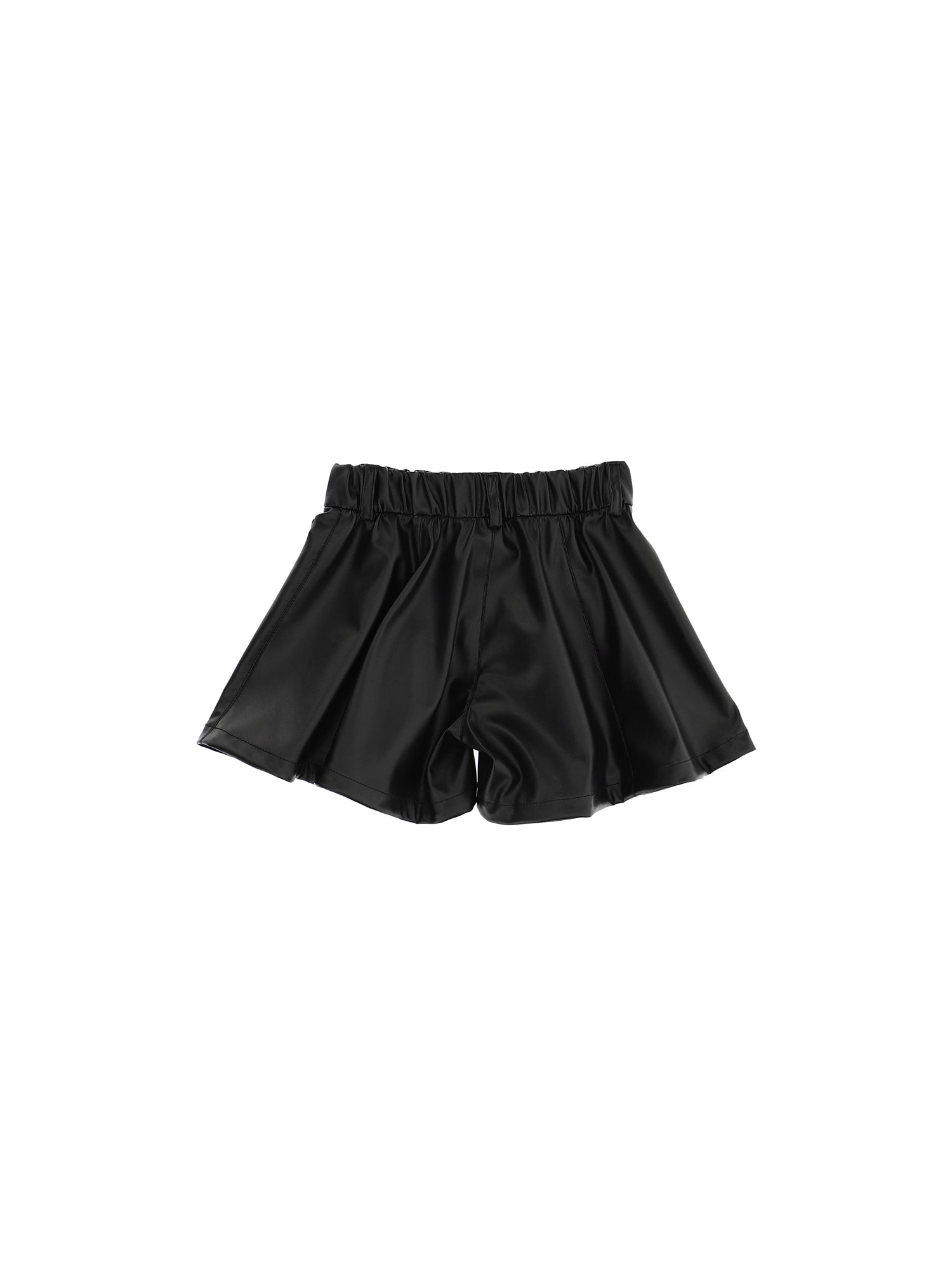 Girls | Godet Coated Fabric Shorts | Black