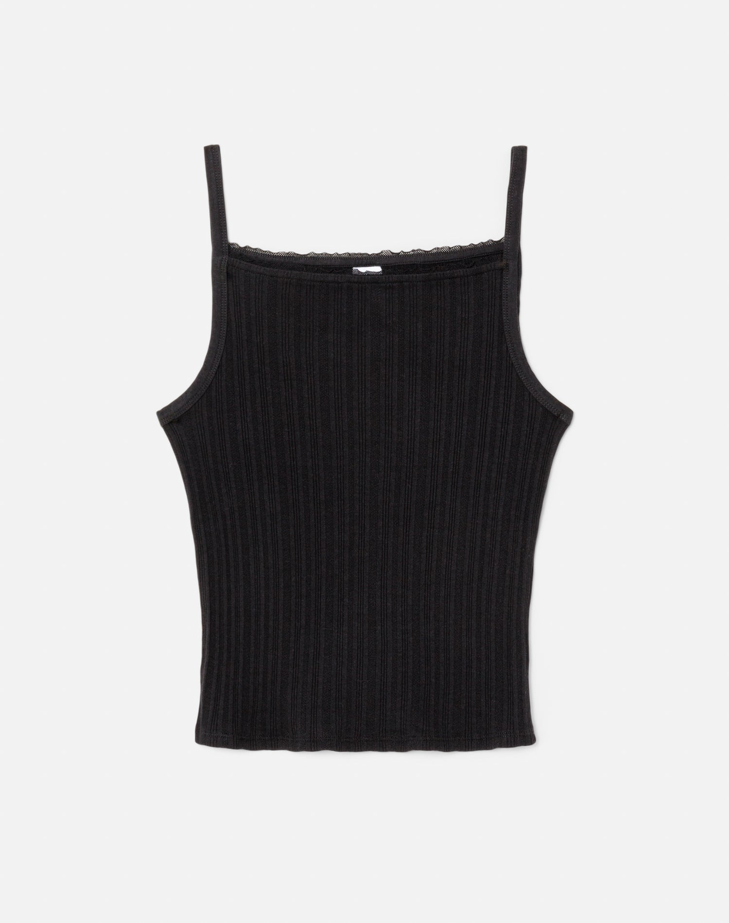 Hanes Pointelle Square Neck Tank | Black