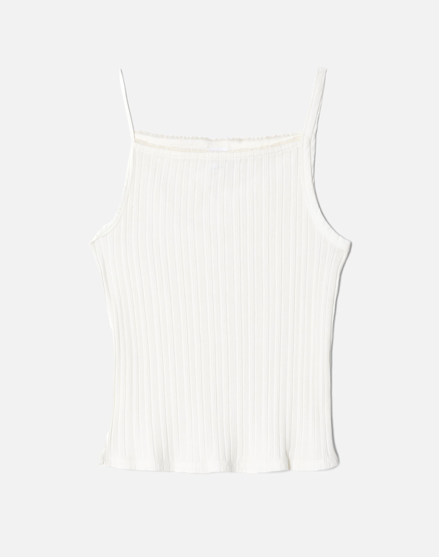 Hanes Pointelle Square Neck Tank | Vintage White