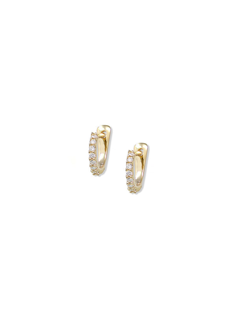 Micro Classique Diamond Pave Huggies | Diamonds | 14K Yellow Gold