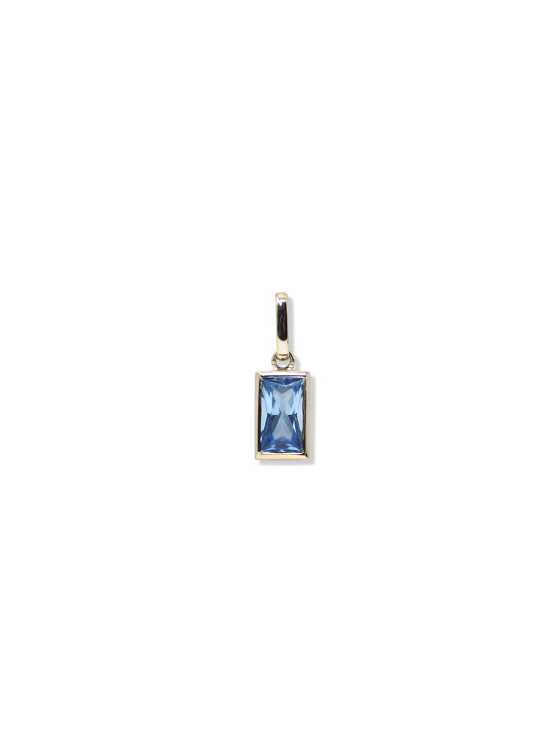 Cleo Carre Pendant Charm | Swiss Blue Topaz | 14K Yellow Gold