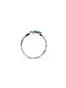 Cleo Baguette Stackable Ring | Emerald | 925 Rhodium Plated Sterling Silver