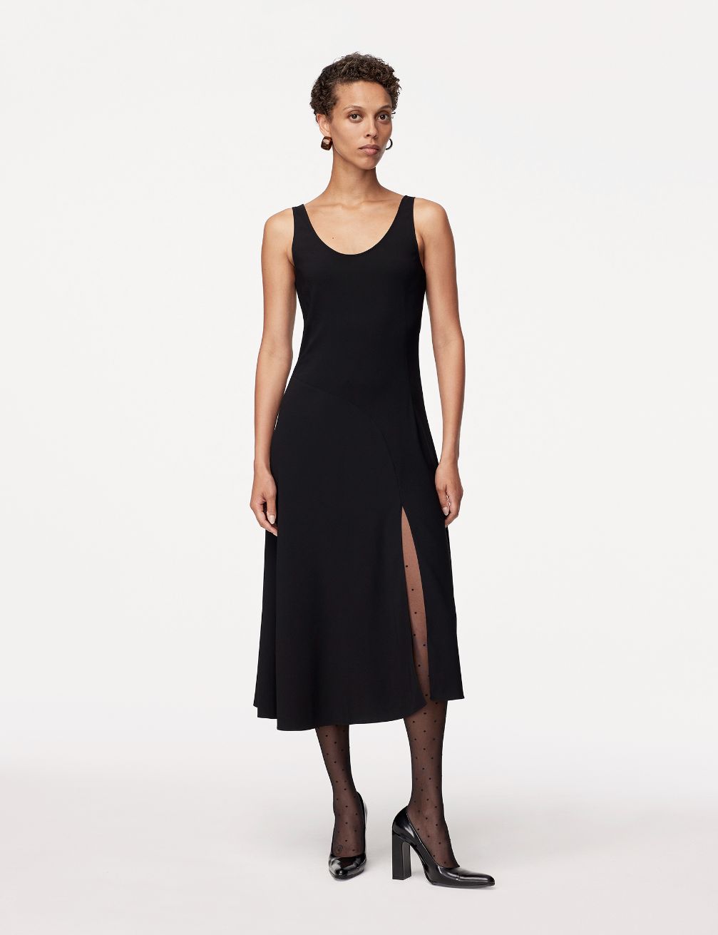 Another Tomorrow Seamed Tank Dress in Black – Viscose Women's Dress
