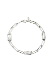 Cleo Melia Carre Bracelet | Emerald | 925 Rhodium Plated Sterling Silver