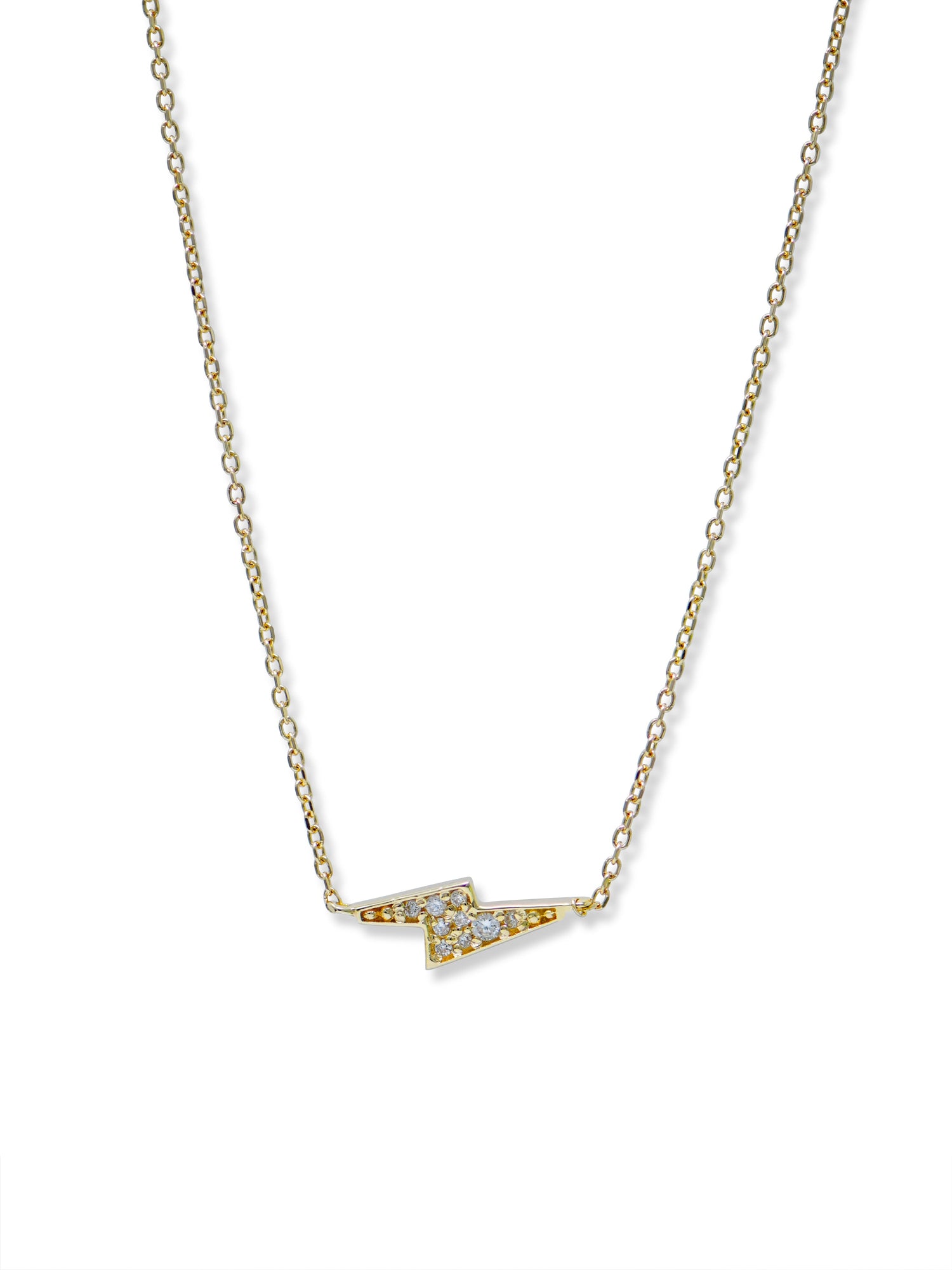 Aztec Pave Lightning Bolt Necklace | Diamonds | 14K Yellow Gold