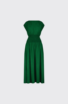 Starburst Crepe Smocked Dress | Green