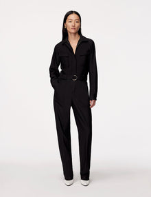 Another Tomorrow Relaxed Utility Jumpsuit in Black – Wool Women's Jumpsuit