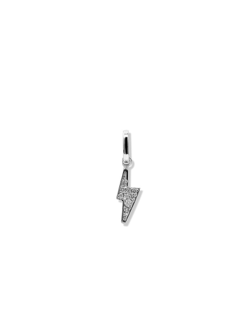 Aztec Lightning Bolt Charm | Sapphire | 925 Rhodium Plated Sterling Silver