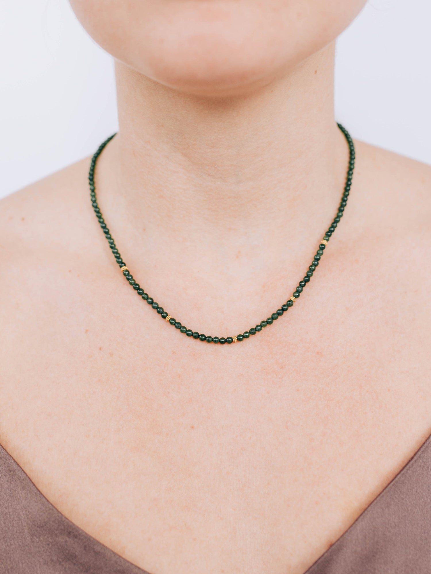 Boheme Dark Green Jade Necklace | Dark Green Jade | 14K Yellow Gold