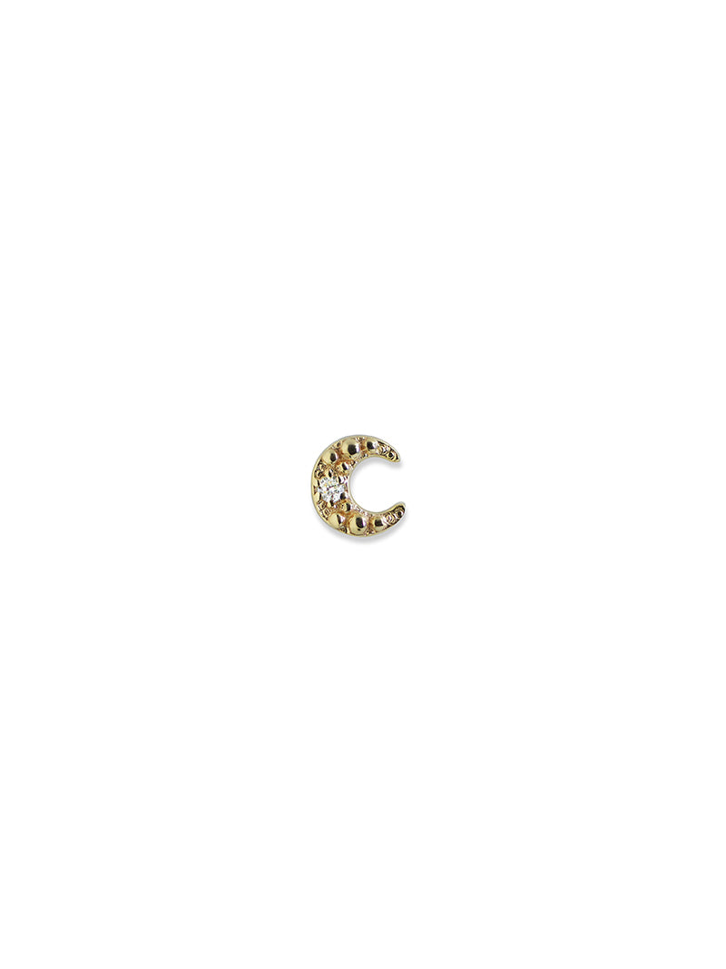 Anzie x Mel Soldera Petite Crescent Moon Stud | Diamonds | 14K Yellow Gold